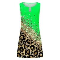 Finelylove Официален комбинезон от рокля на Midi за жени рокля рокля с риза с дълги без ръкави отпечатана зелена xxl