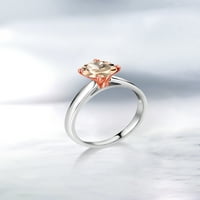 Gem Stone King 1. CT кръгла праскова морганит 10k бяло златен пръстен с розово злато пръстен