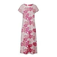 Adviicd светлосиня рокля Женска небрежна бохо флорална отпечатана дълбока V Neck рокля розово xxl