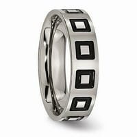 Сив титанов пръстен лента сватба черна плоска емайлирана полирана