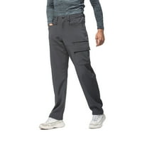 Симоидни мъжки панталони- плюс кадифено подплатена външна планинарна водна репелента с много джоба сиво xl