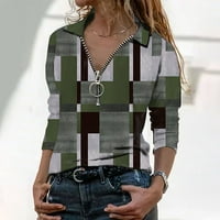 Основни дрехи Жени дамски риза с дълъг ръкав свободно прилягане на женската риза с деколте от най-добър градиент принт Небрежен риза с дълги ръкавици мека риза с цип Zipp