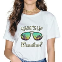 Слънчеви очила плаж палмово мода с късо ръкав небрежен кръгъл врат летна ваканция тениска