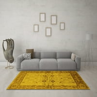 Ahgly Company Indoor Round Ориенталски жълти традиционни килими, 4 'кръг