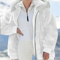 Cacommark pi clearance дамски зимен размито яке от руно яке с качулка цветна блок пачуърк жилетка палта връхни дрехи с джобове