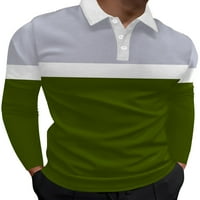 Prontwalk мъжки поло бутон за риза надолу по блуза ревера върхове тенис тънък прилепнал тениска с дълъг ръкав стил-t l l