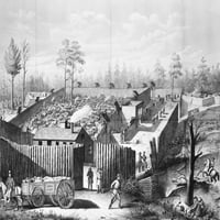 Гражданска война: затвор, 1864 г. Нут Изглед към затвора Андерсънвил, Джорджия, по време на Американската гражданска война. Литограф, 1864. Печат на плакати от