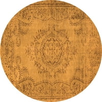 Ahgly Company Indoor Round Abstract Orange Contemporary Area Rugs, 3 'Round