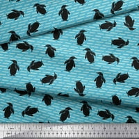 Soimoi Blue Pottor Jersey Fabric Penguin Ocean Decor Fabric Printed Yard Wide