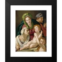 Agnolo Bronzino Black Modern Modern Framed Museum Art Print, озаглавен - Светото семейство