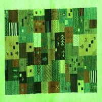 Ahgly Company Indoor Rectangle Abstract Green Contemporary Area Rugs, 2 '5'