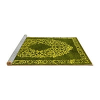 Ahgly Company Machine Pashable Indoor Rectangle Oriental Yellow Industrial Area Rugs, 7 '10'