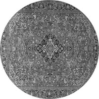 Ahgly Company Indoor Round Medallion Grey Traditional Area Rugs, 4 'Round