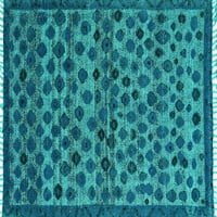 Ahgly Company Indoor Rectangle Abstract Turquoise Blue Modern Area Rugs, 3 '5'