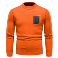 Пуловери за пуловери за мъже за мъже- небрежно кръгло шия плетен топло падане и зимни мъжки пуловери Атлетични работи Оранжев размер 2XL