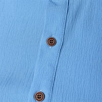 Wyongtao Men's Henley Rishs Небрежно плътен цвят дълъг ръкав ризи спускане на яка пуловер, небесно синьо s