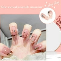 Кратко фалшиво нокти за екологично число Пълно покритие на ноктите с лепило за пръчици за жени и момичешки партия активност