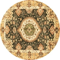 Ahgly Company Indoor Round Abstract Brown Modern Area Rugs, 4 'Round