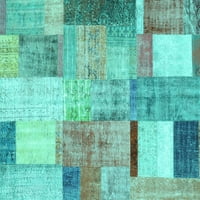 Ahgly Company Indoor Square Packwork Turquoise Blue Transitional Area Rugs, 6 'квадрат