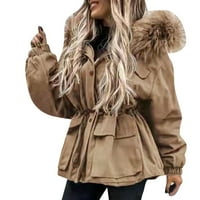 Kali_store палта за жени дамски пълни цип качулки зимни якета с дълъг ръкав реколта шерпа есенни тоалети b, xl