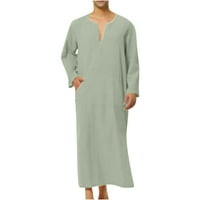 Zunfeo Robes за мъже Небрежно разхлабена мюсюлманска арабска робав риза с дълъг ръкав удобна блуза- зелена размер m