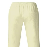 Gomelly мъже панталони панталони с теглене на панталони, монтирани дъна Мъжки свободни летни шезлонги твърди цвят кайсия l