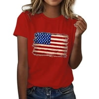 Gyujnb дамски тениски Американски флаг Мемориал ден ризи за жени кръгла шия жени тренировки върхове тениски за жени свободни годни патриотични ризи за жени за жени за жени случайни xl