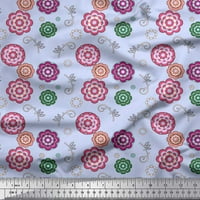 Soimoi Viscose Chiffon Fabric Swirl, листа и флорални артистични отпечатани занаятчийски плат край двора широк