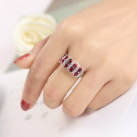 Xinqinghao Silver Women Fashion Trend Single Full Diamond Zircon Ring Дами бижута Диамантени пръстени за жени Размер Red 10