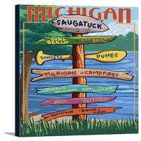 Saugatuck, Michigan - Дестинации за знаци - Плакат за пресата на фенера