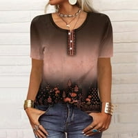 Qcmgmg класически прилепнали тениски ризи за жени с къс ръкав ежедневни флорални върхове Лято копче за копче надолу блуза тъмно сиво m