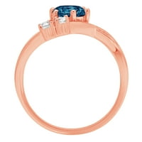 0. CT Блестящ кръгъл изрязан прозрачен симулиран диамант 18K розово злато тритонен пръстен SZ 7.25
