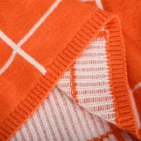 Absuyy пуловери за жени Просвещение Тортурлек Пуловер Небрежно плетене с дълъг ръкав Твърд цвят моден пуловер Топ оранжев размер l