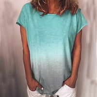 Дамски дрехи графични тийнейджъри с къс ръкав градиент цвят тениска туника блуза лято плюс размер върхове мента зелено m