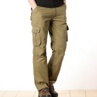 Мъжки случайни средни талии твърди цветни мулти джобове на открито изправени панталони с прав крак