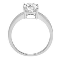 2. CT Brilliant Oval Cut симулиран диамант 14K бял златен пасианс пръстен SZ 3.75