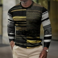 Howd Men Sport ризи дишащ каишка за печат цвят контраст пачуърк пуловер с дълъг ръкав за запознанства