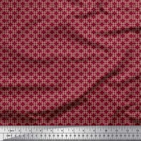 Soimoi червен памучен памук Кембричен плат Square Geometric Print Fabric край двора