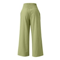 Дълги панталони за женски разхлабени широки крака панталони с висока талия с весни панталони ежедневни панталони армия зелено l