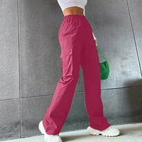 Женски товарни панталони Y2K Панталони с широки крака за жени с високо талии панталони с улични дрехи с множество джобове