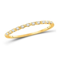 10kt жълто злато дамско кръгло диамантено подредено лента пръстен cttw