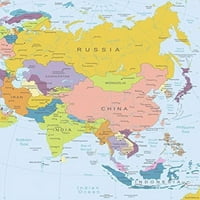 Ламиниран плакат: Политическа карта - Карта Азия