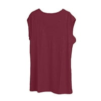 Женски летни ежедневни тениски с тениска с къс ръкав на туника за гамаши за разхлабена блуза риза червен l