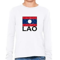 Lao Flag - Сива тениска с дълъг ръкав на Vintage Edition Girl Girl