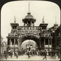 Канадска арка, 1902. N'the Canadian Arch в Уайтхол, Коронация на Едуард VII, Лондон, Англия. Стереограф, 1902. Плакатен печат от