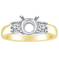 0. Карат кръгла форма бяла естествена диамант полумонт годежен пръстен в 14k твърд жълт златен пръстен размер-9.5