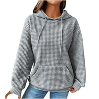 Deagia Womans Sweatshirts Fashion Небрежен дълъг ръкав кръгла врата Дами суичъри върхове блуза обикновена качулка L 2801