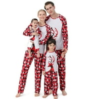 Kayannuo Коледна пижама за семейно разрешение пижама мъже панталони Дамски пижами родител-дете топъл коледен комплект отпечатани домашни облекла пижами две части мама комплект